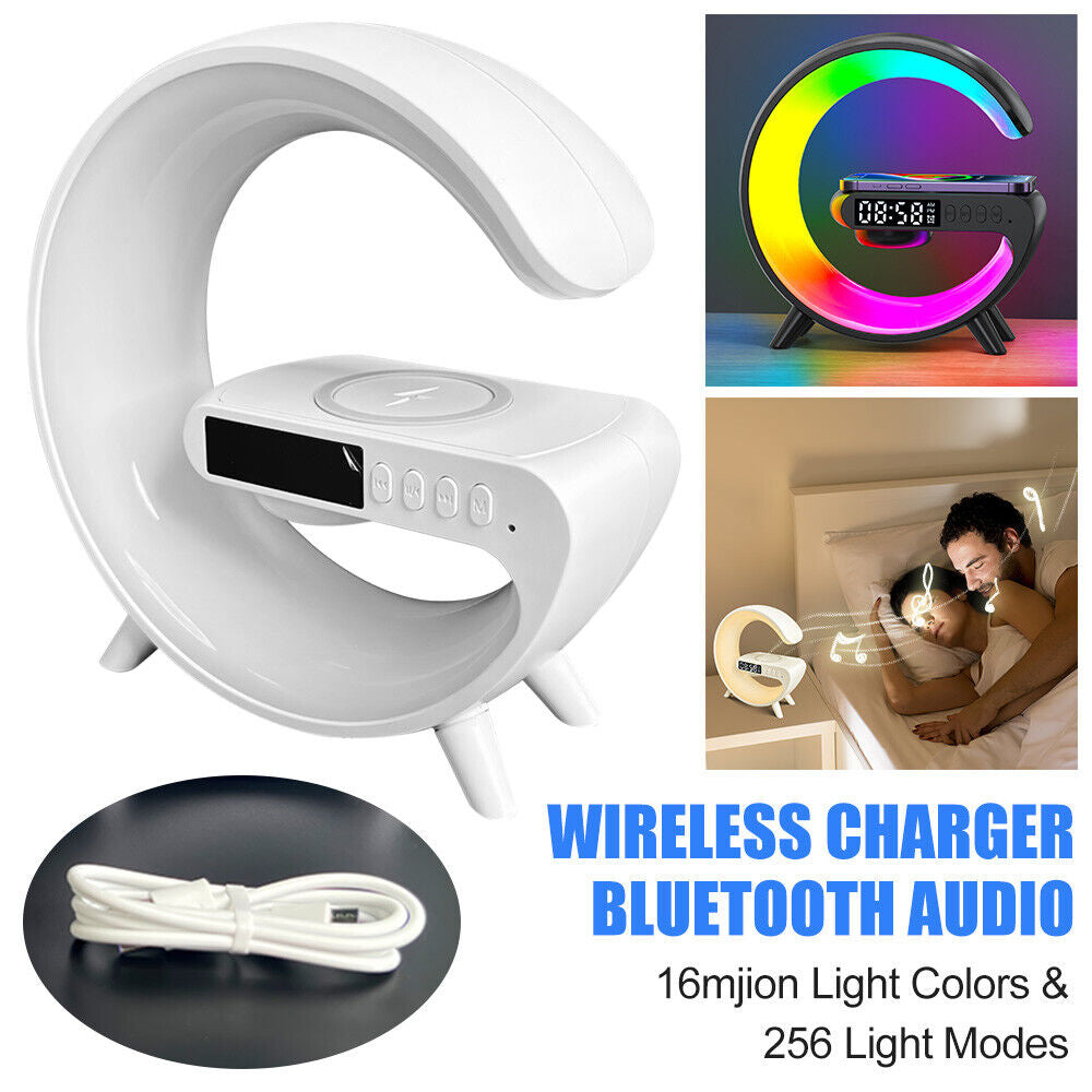 Gift Smart G Lamp Bluetooth Speaker Wireless Charger RGB Alarm Clock Night Light