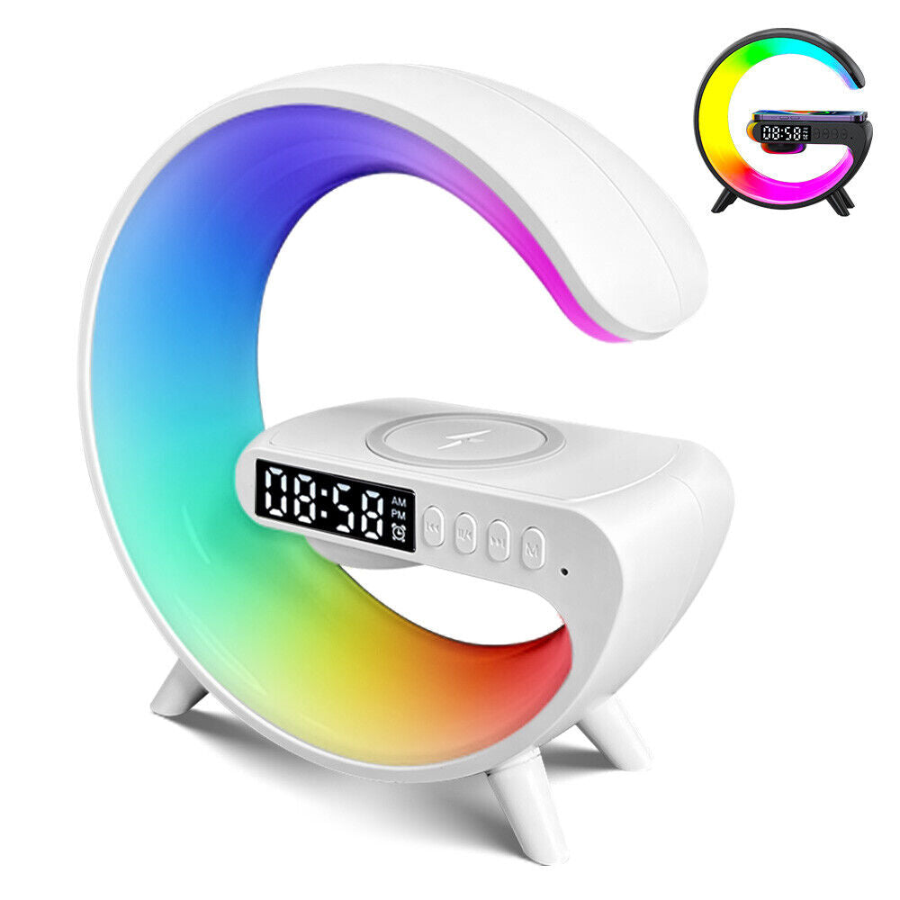 Gift Smart G Lamp Bluetooth Speaker Wireless Charger RGB Alarm Clock Night Light