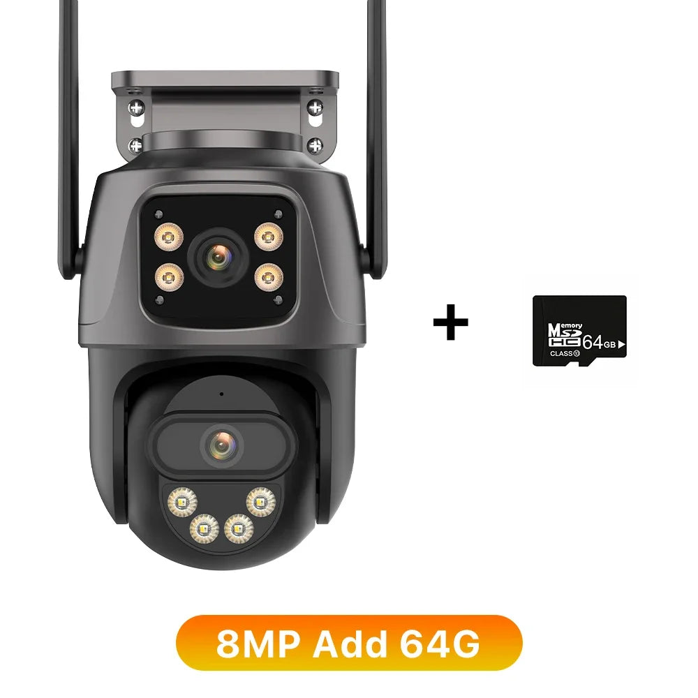 15MP HD Wifi IP Camera Outdoor 8X Zoom Three Lens Dual Screen PTZ Camera Auto Tracking Home Security CCTV Surveillance 8MP Cam