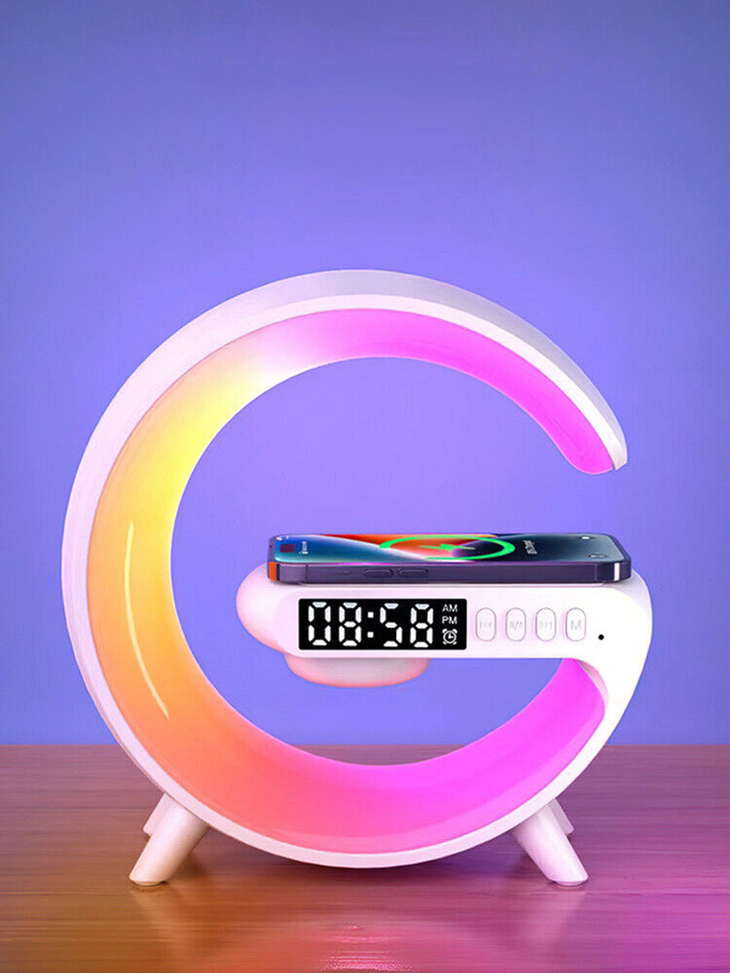 Gift Smart G Lamp Bluetooth Speaker Wireless Charger RGB Alarm Clock Night Light