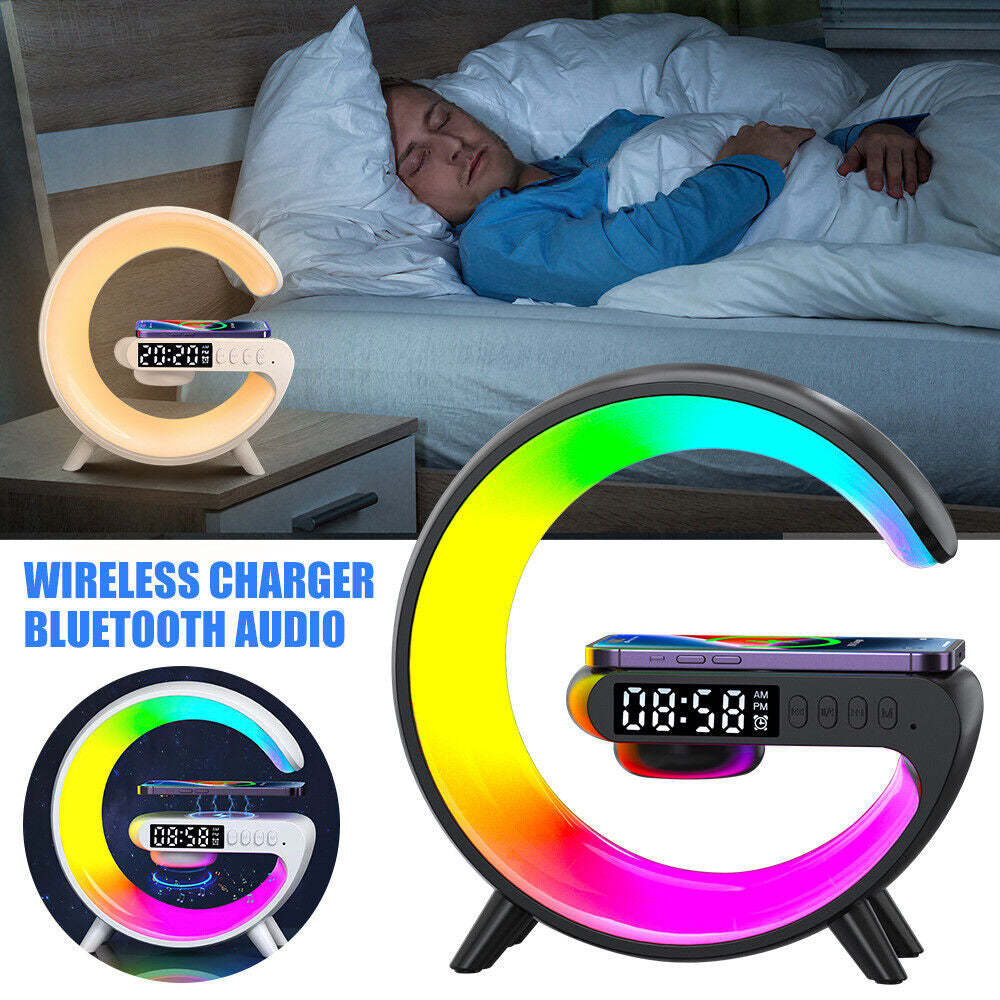 Gift Smart G Lamp Bluetooth Speaker Wireless Charger RGB Alarm Clock Night Light