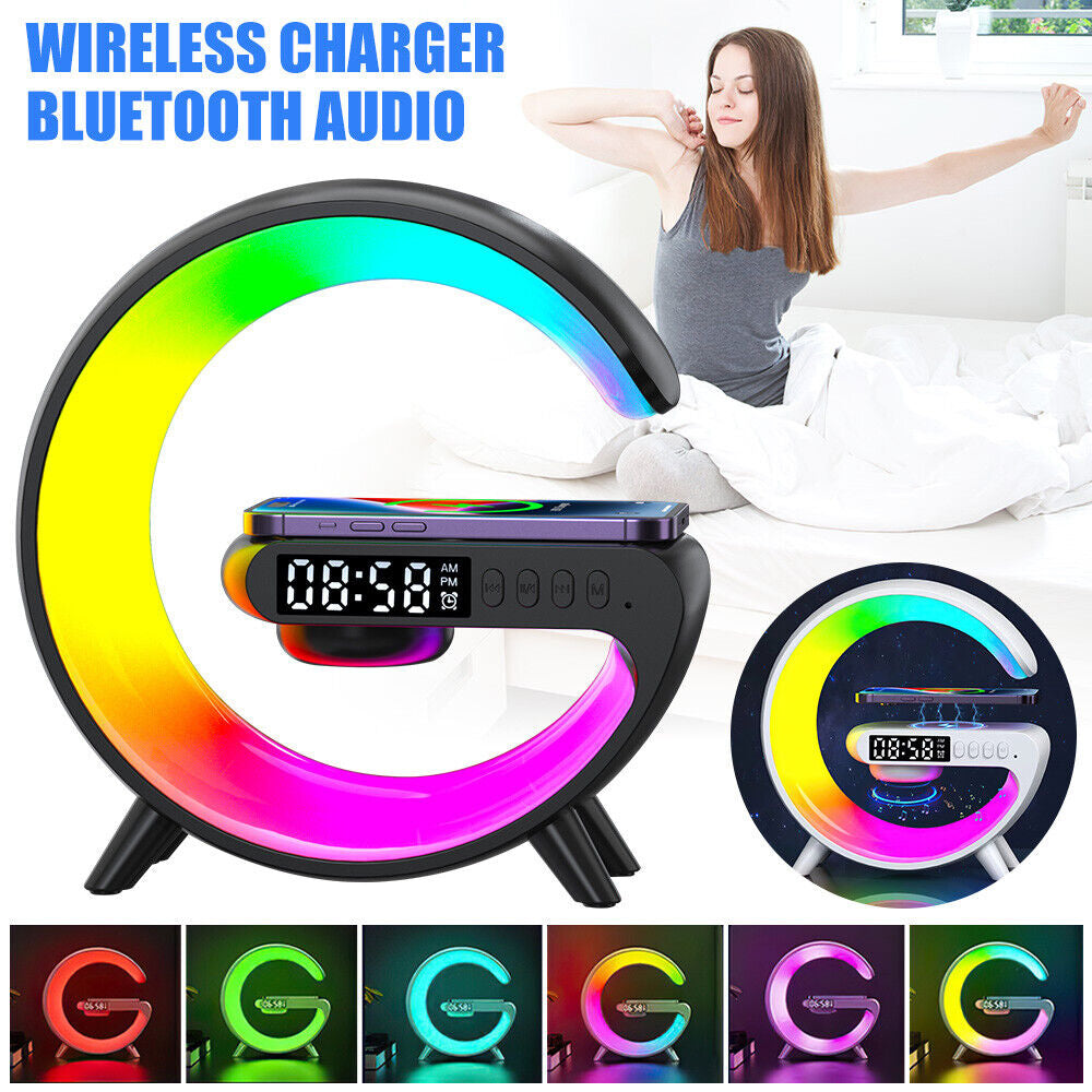 Gift Smart G Lamp Bluetooth Speaker Wireless Charger RGB Alarm Clock Night Light