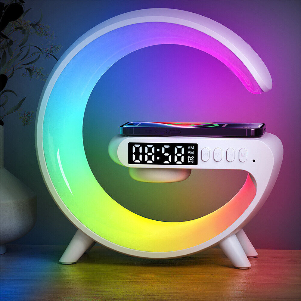 Gift Smart G Lamp Bluetooth Speaker Wireless Charger RGB Alarm Clock Night Light