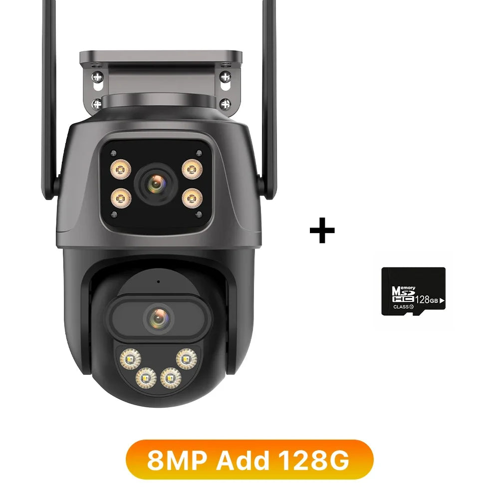 15MP HD Wifi IP Camera Outdoor 8X Zoom Three Lens Dual Screen PTZ Camera Auto Tracking Home Security CCTV Surveillance 8MP Cam