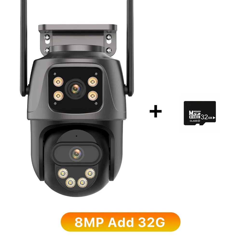 15MP HD Wifi IP Camera Outdoor 8X Zoom Three Lens Dual Screen PTZ Camera Auto Tracking Home Security CCTV Surveillance 8MP Cam