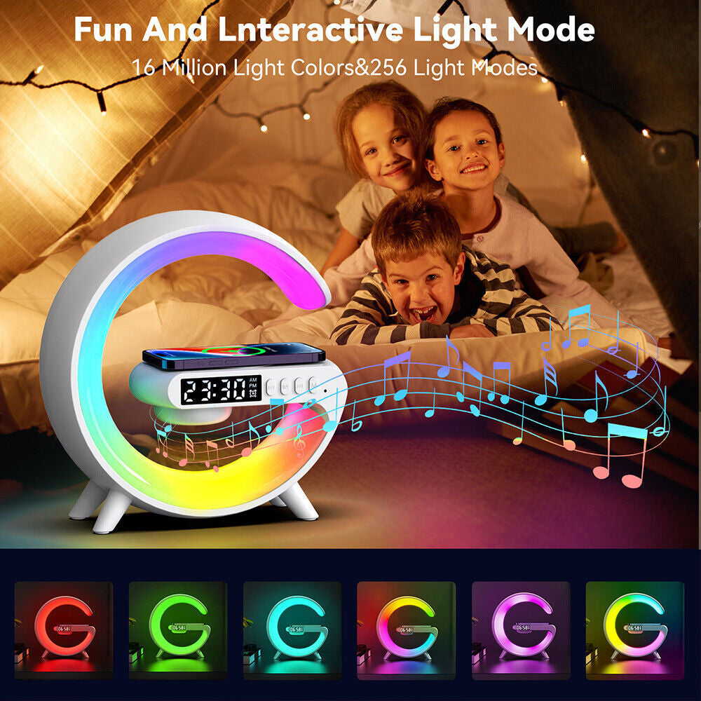 Gift Smart G Lamp Bluetooth Speaker Wireless Charger RGB Alarm Clock Night Light