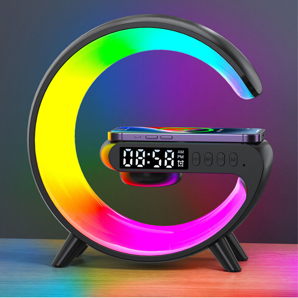 Gift Smart G Lamp Bluetooth Speaker Wireless Charger RGB Alarm Clock Night Light