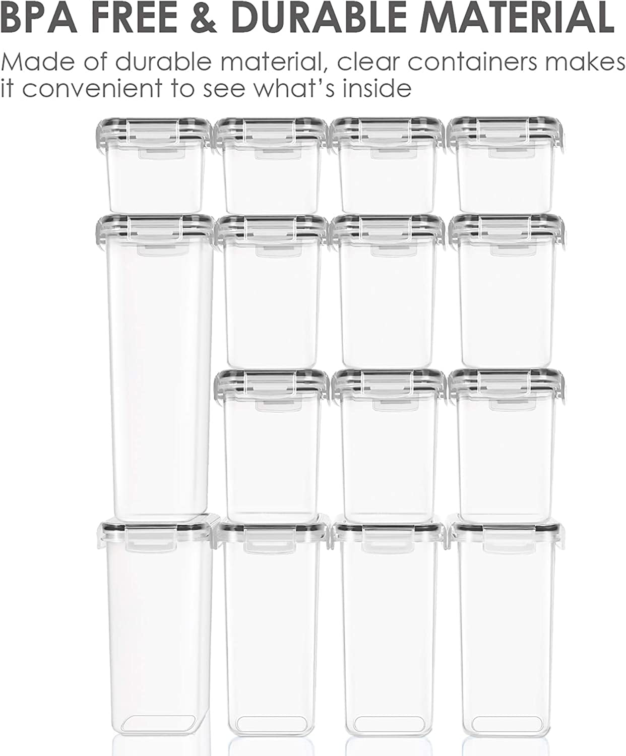 15-Piece Airtight Food Storage Container Set with Lids, BPA-Free Plastic Canisters for Kitchen Pantry Organization, Dishwasher Safe, Includes 24 Labels