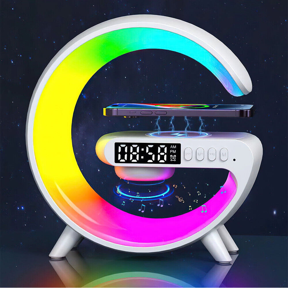 Gift Smart G Lamp Bluetooth Speaker Wireless Charger RGB Alarm Clock Night Light