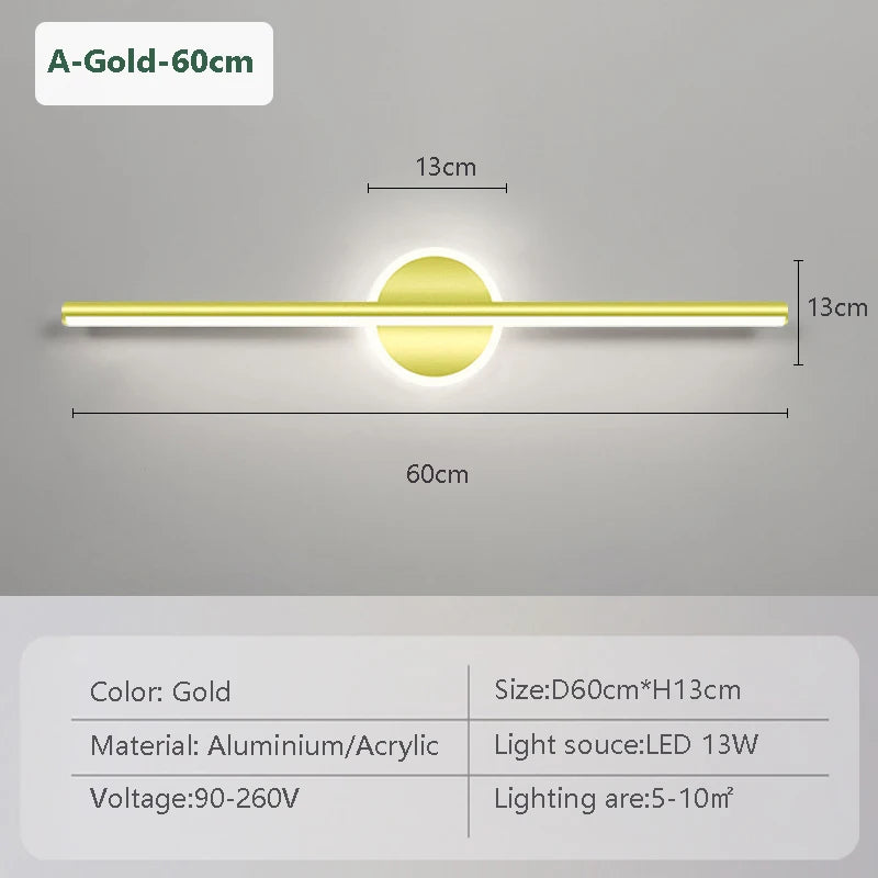 Modern LED Wall Lamp Black Mirror Light Dresser Bathroom Toilet Long Strip Lamps Home Decor 40/60/80CM Led Lighting Lustre