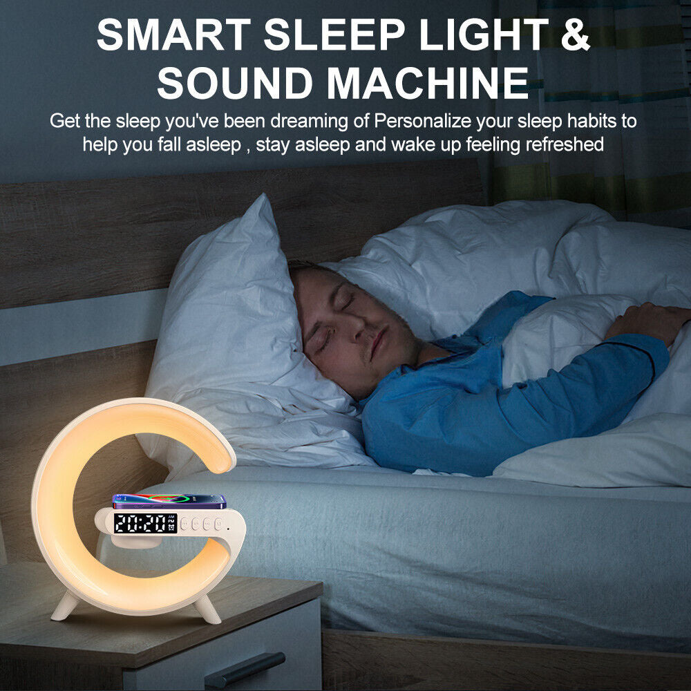 Gift Smart G Lamp Bluetooth Speaker Wireless Charger RGB Alarm Clock Night Light