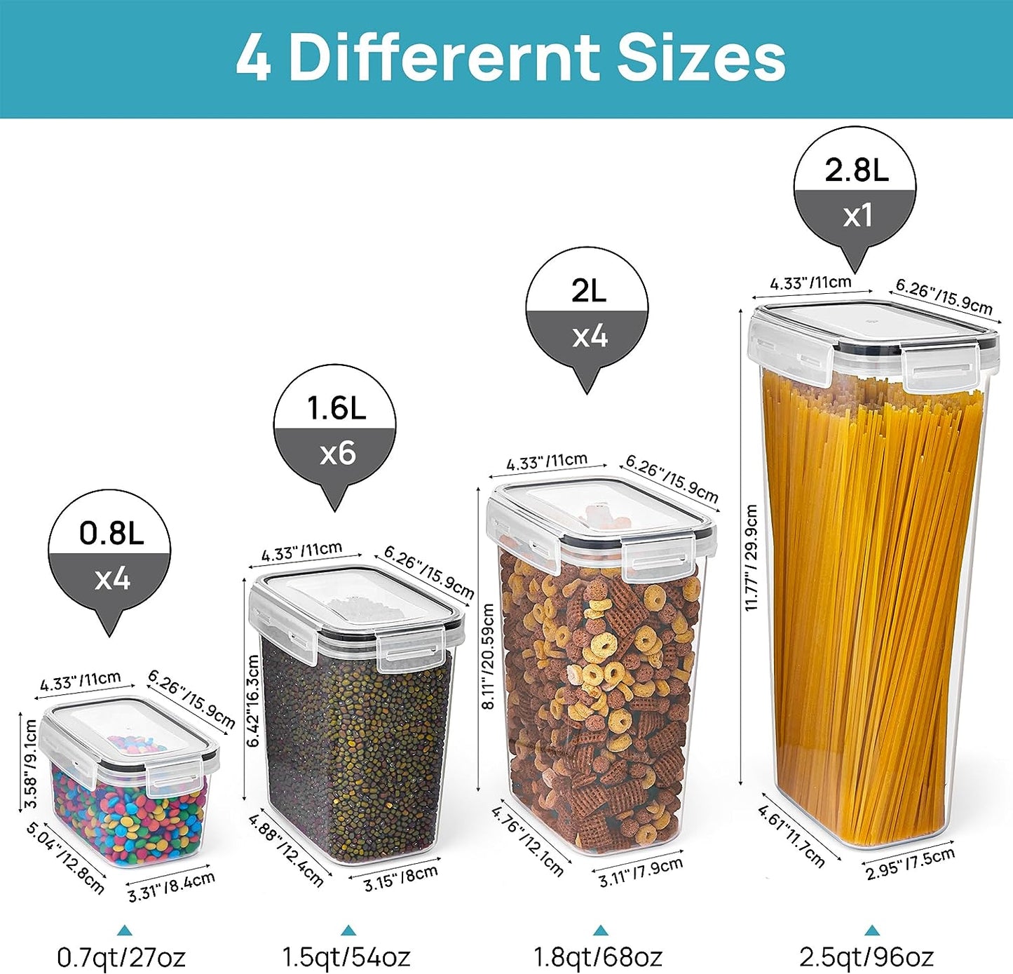 15-Piece Airtight Food Storage Container Set with Lids, BPA-Free Plastic Canisters for Kitchen Pantry Organization, Dishwasher Safe, Includes 24 Labels