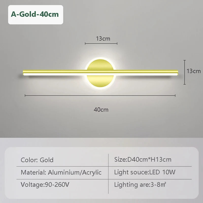 Modern LED Wall Lamp Black Mirror Light Dresser Bathroom Toilet Long Strip Lamps Home Decor 40/60/80CM Led Lighting Lustre