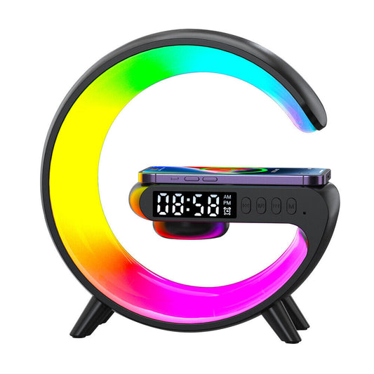 Gift Smart G Lamp Bluetooth Speaker Wireless Charger RGB Alarm Clock Night Light