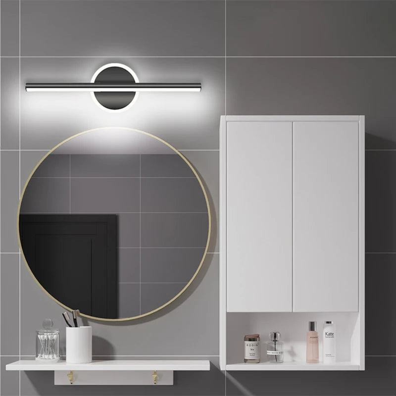 Modern LED Wall Lamp Black Mirror Light Dresser Bathroom Toilet Long Strip Lamps Home Decor 40/60/80CM Led Lighting Lustre