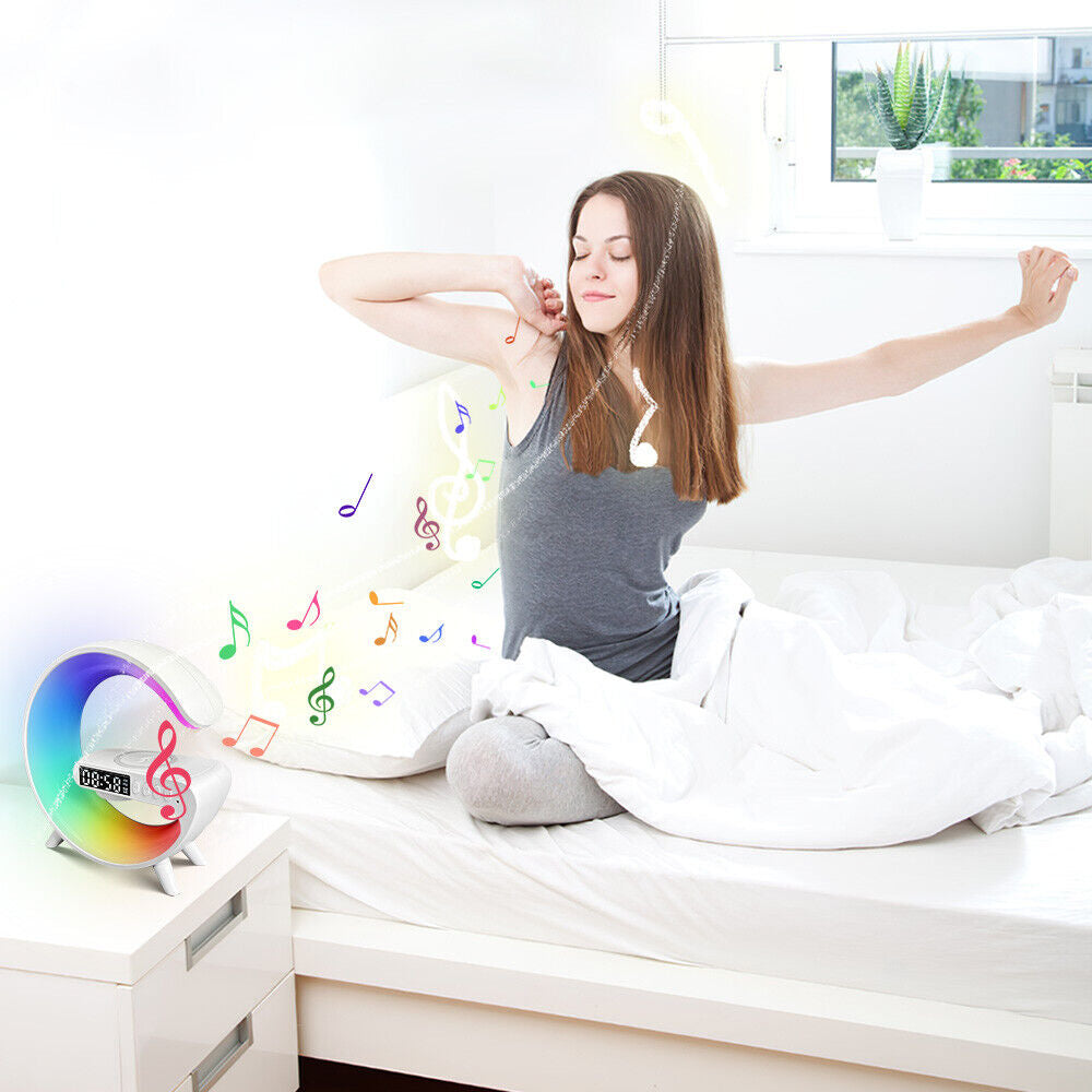 Gift Smart G Lamp Bluetooth Speaker Wireless Charger RGB Alarm Clock Night Light